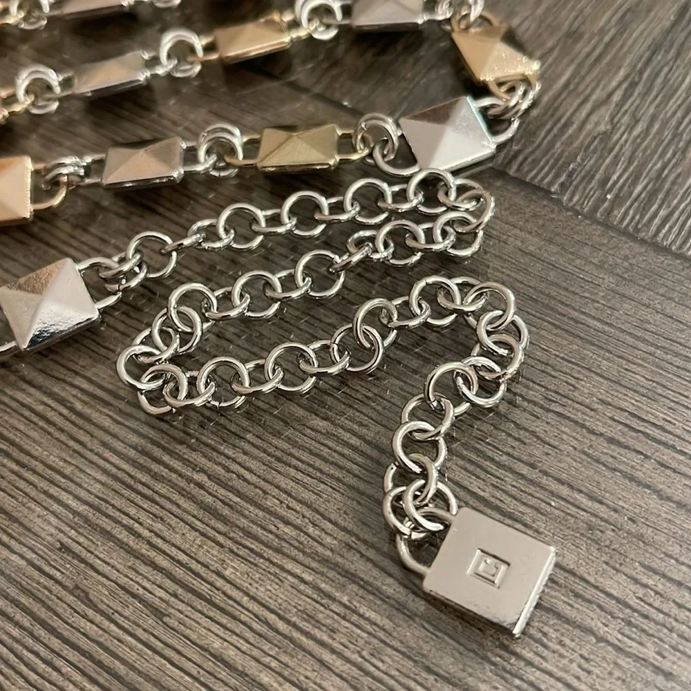CHAPS Two-tone Stud Metal Chain Belt